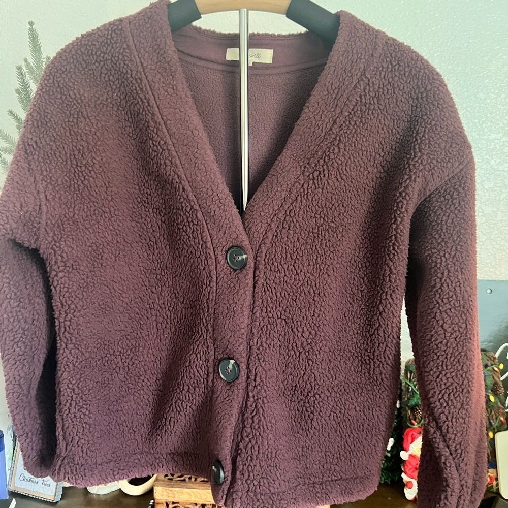madewell Cozy Brown Button-Up Cardigan